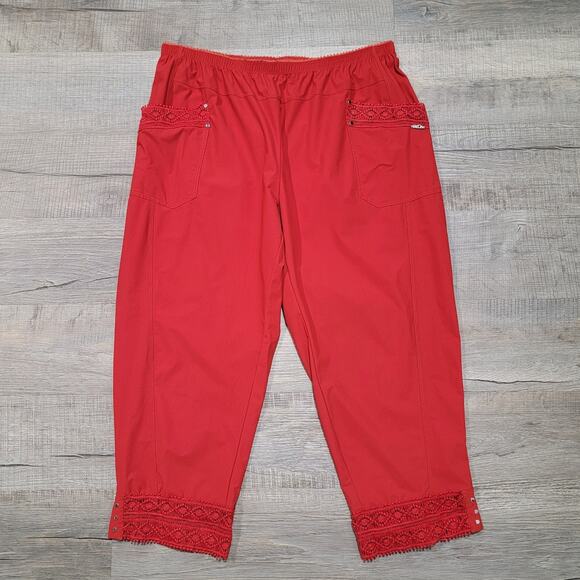 Deca Paris US Size 16 Pull On Art to Wear Stretchy Nylon Cropped Ankle Pants - Picture 1 of 11